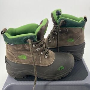 The North Face Boys Size 5 Heat Seeker Waterproof Winter Boots Gray Green